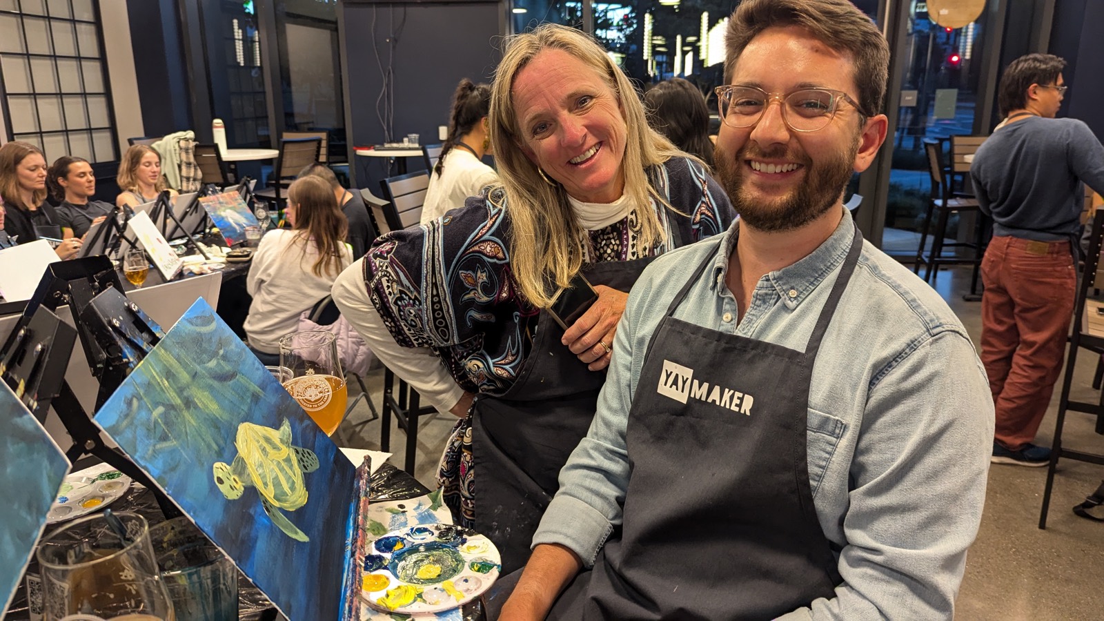 Painting together, in person